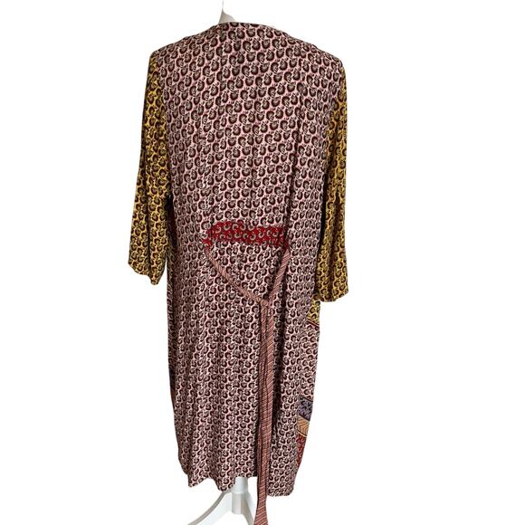 Cabi Poet Kimono Duster Jacket  5664Size Large Yellow Gold Patchwork Floral Boho - Picture 2 of 11